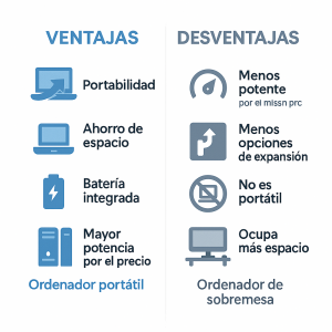 Ventajas y desventajas de portátiles y ordenadores de escritorio
