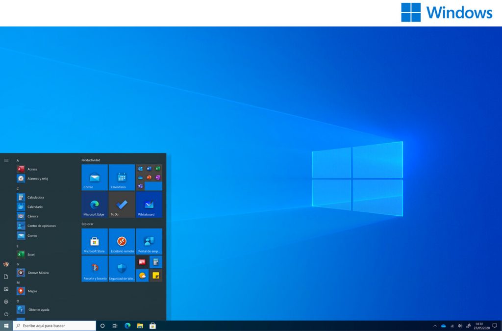 Una captura de pantalla de un escritorio limpio